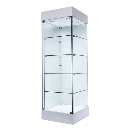 Skyline 360 Frameless Tower Showcase - All Glass Display - Single Door