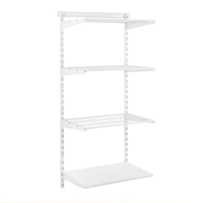 Flexx White Shelf System - H1500mm - 1x Wooden & 3x Wire Shelves