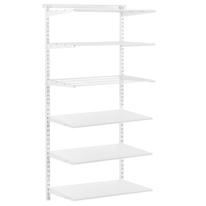 Flexx White Shelf System - H2100mm - 3x Wooden & 3x Wire Shelves