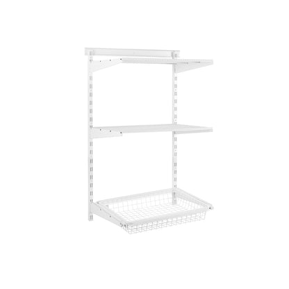 Flexx White Wire 2 Shelf System with Shallow or Deep Basket- H1200mm