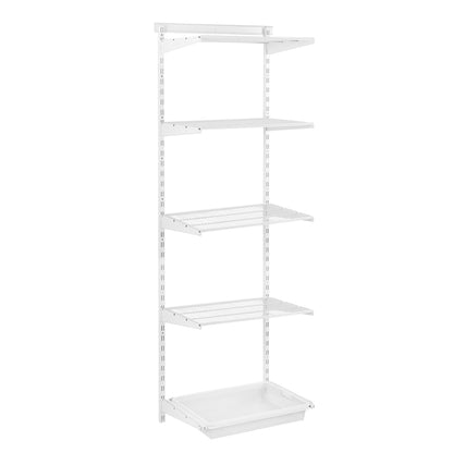 Flexx White Wire 4 Shelf System with Wire Mesh Basket- H2100mm