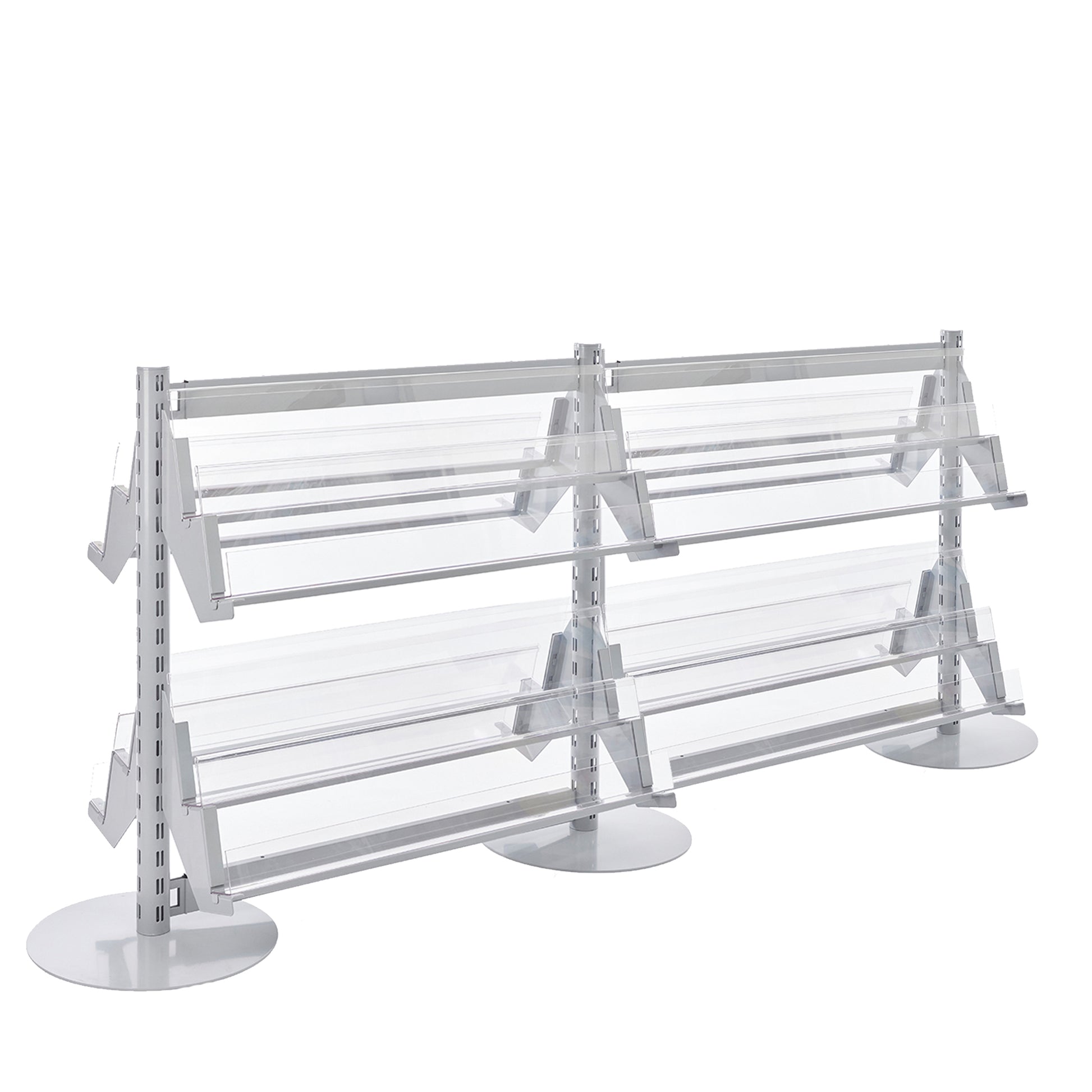 Double Sided In-Queue Merchandising Bay with Magazine Shelves -W1000mm each bay