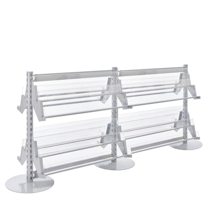 Double Sided In-Queue Merchandising Bay with Magazine Shelves -W1000mm each bay