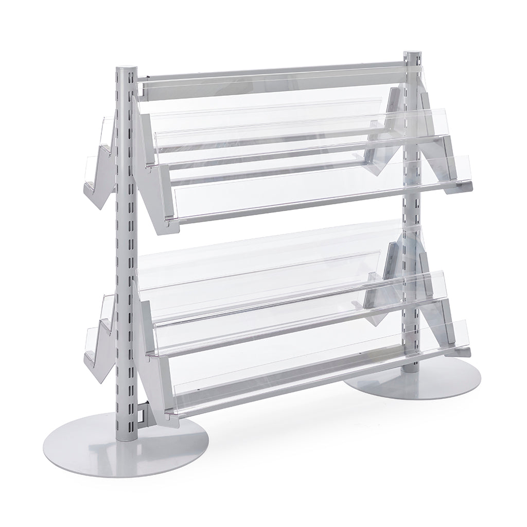Double Sided In-Queue Merchandising Bay with Magazine Shelves -W1250mm each bay