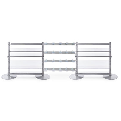 3 x Single Sided In-Queue Merchandising Bays with Magazine Shelves and Hooks