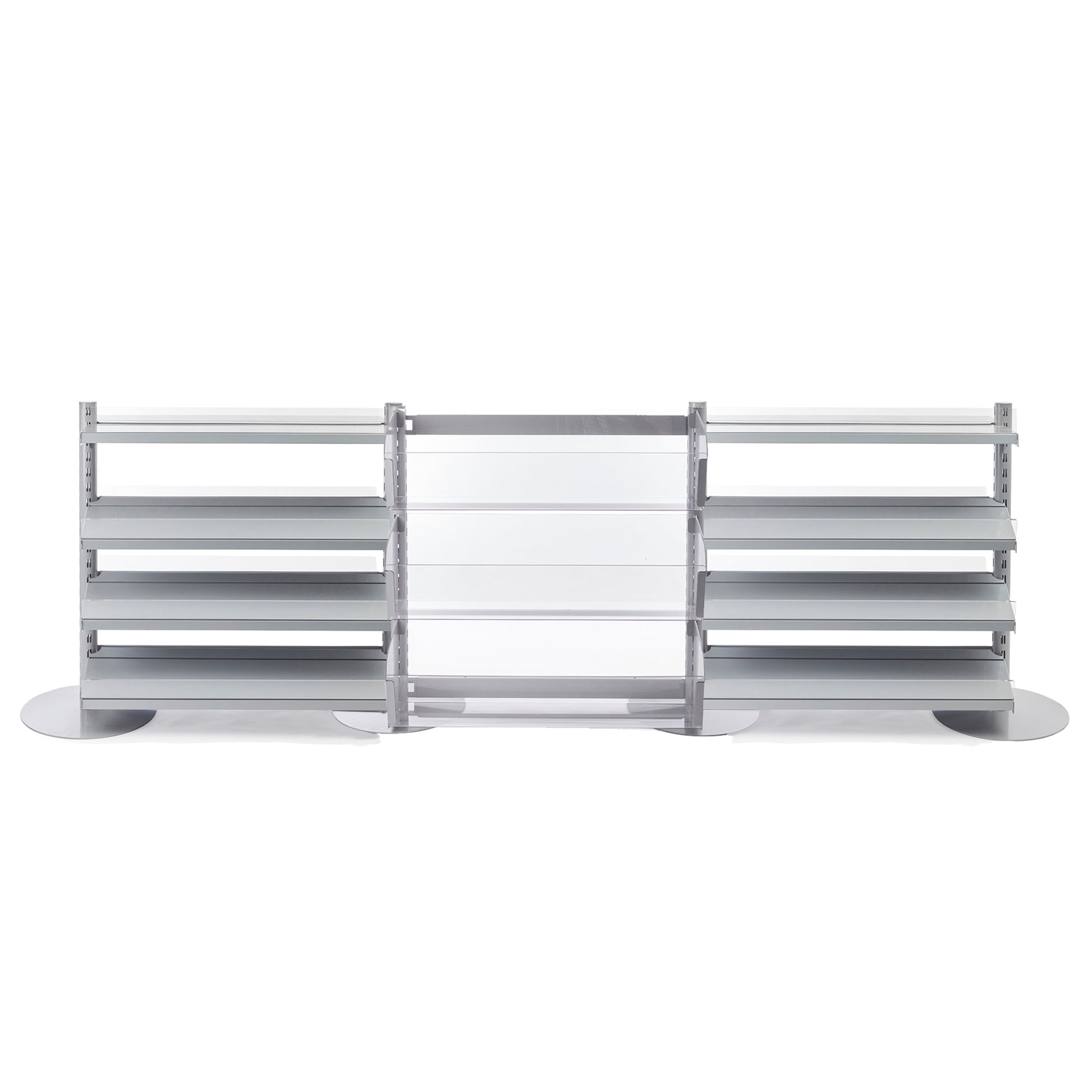 3 x Single Sided In-Queue Merchandising Bay with Shelves and Bins