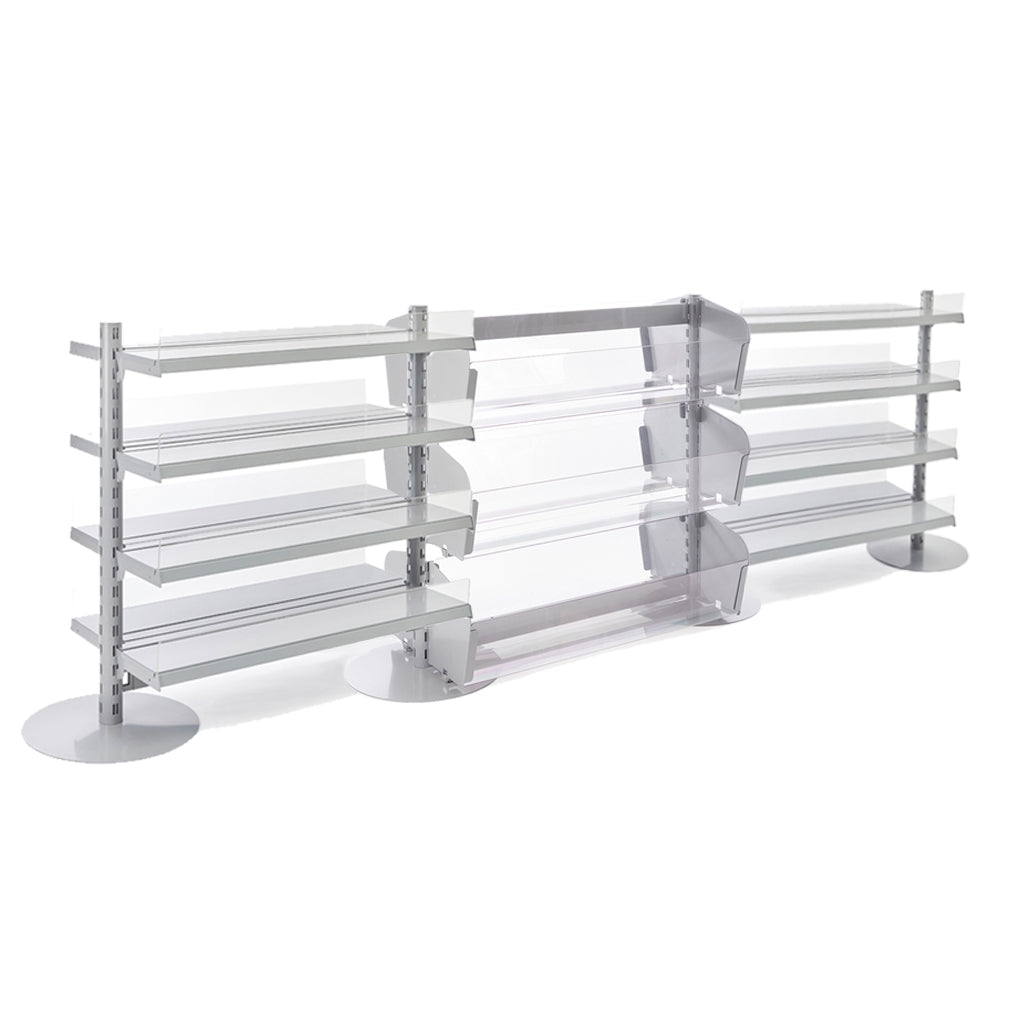 3 x Double Sided In-Queue Merchandising Bay with Shelves and Bins