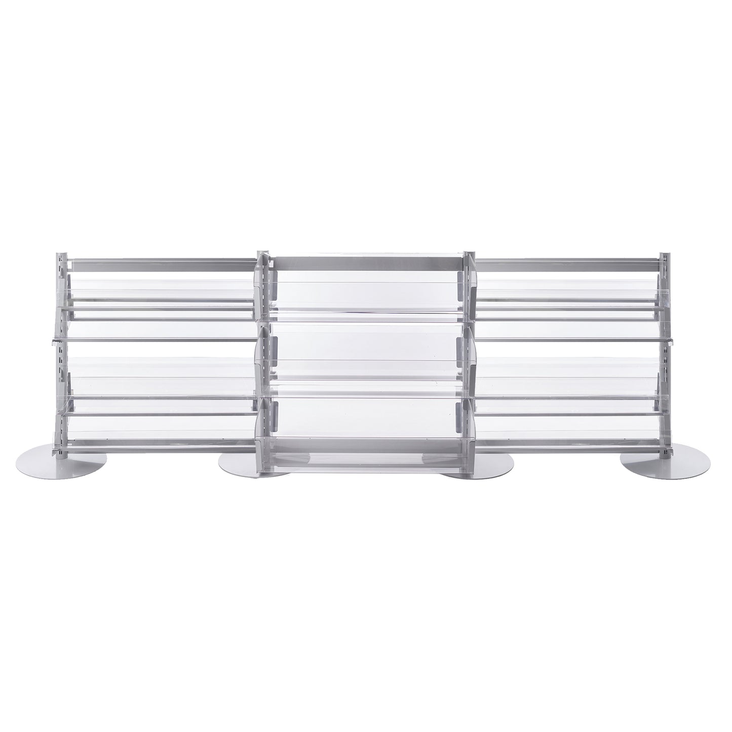 3 x In-Queue Merchandising Bays with Magazine Shelves and Bins