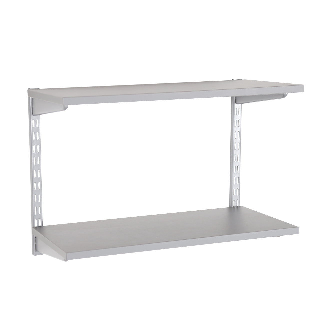 Silver Wooden Twin Slot Shelving Kit - 2 Dark Grey Wooden Shelves