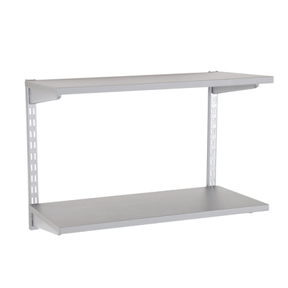 Silver Wooden Twin Slot Shelving Kit - 2 Dark Grey Wooden Shelves