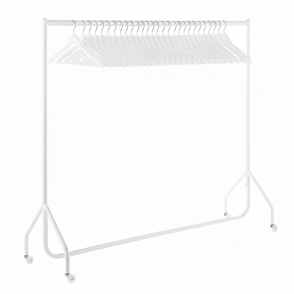 White 6ft Wide Heavy-Duty Clothes Rail With 40 Hangers Bundle