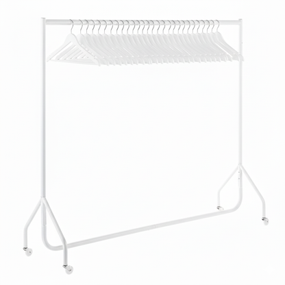 White 6ft Wide Heavy-Duty Clothes Rail With 40 Hangers Bundle