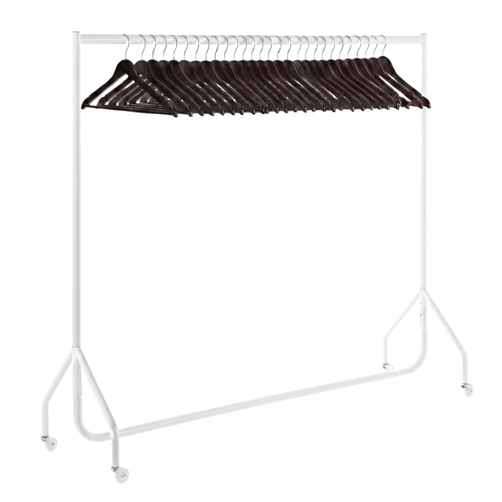 White 6ft Wide Heavy-Duty Clothes Rail With 40 Hangers Bundle