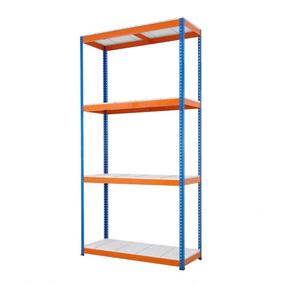 Blue & Orange Heavy Duty Warehouse Shelving With Steel Shelves - Up to 625Kg UDL Per Shelf - 3050mm High