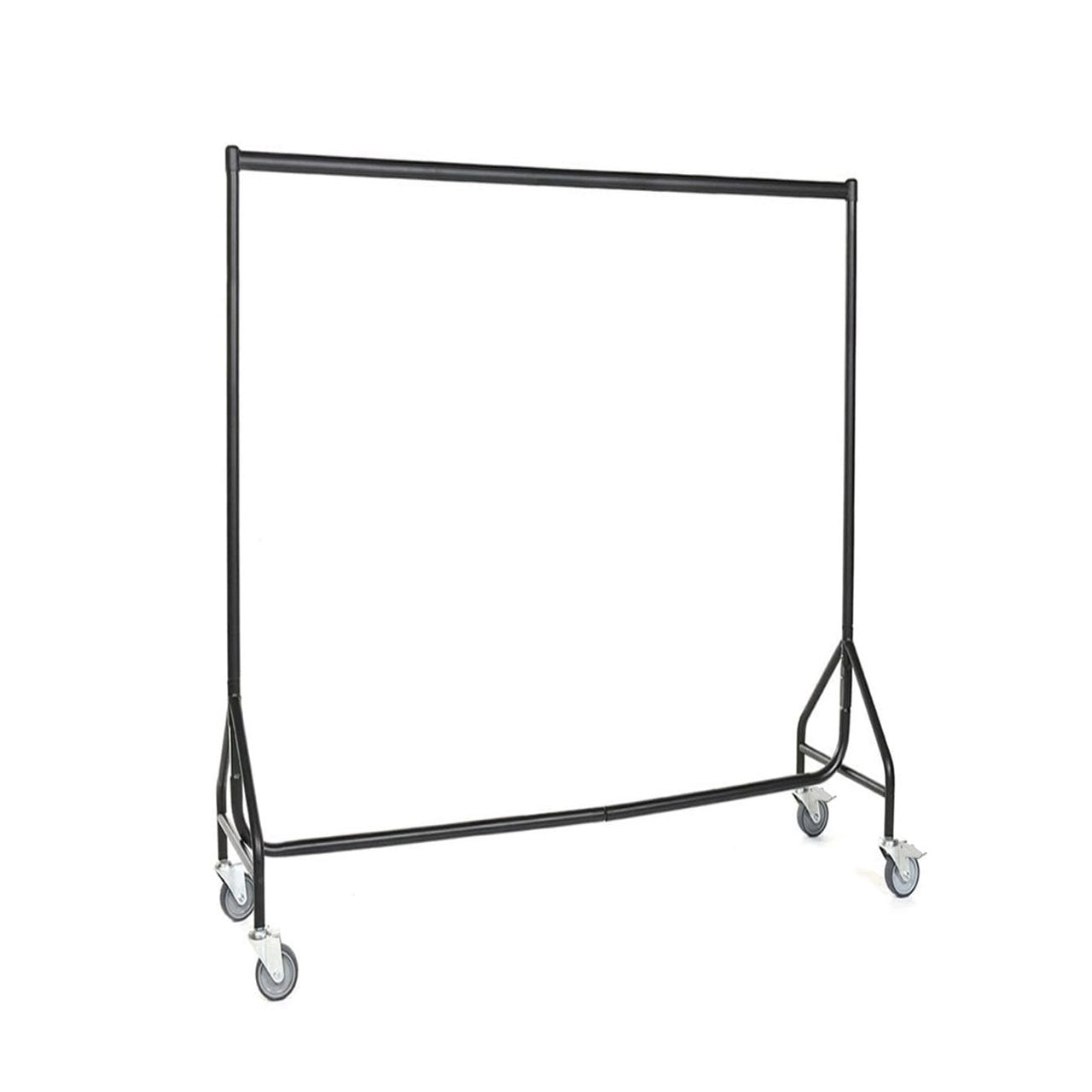 Reinforced Black Heavy-Duty Clothes Rail With 2 Braked and 2 Unbraked Heavy Duty Wheels