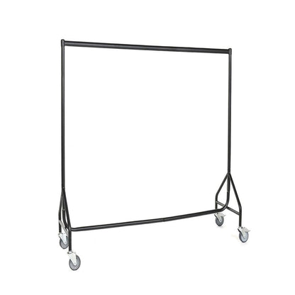 Reinforced Black Heavy-Duty Clothes Rail With 2 Braked and 2 Unbraked Heavy Duty Wheels