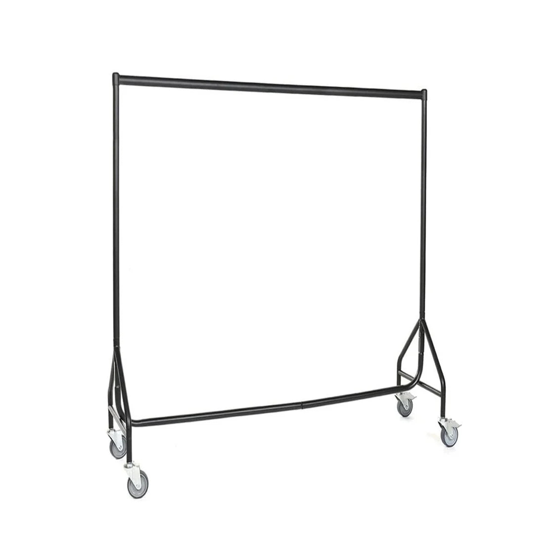 Reinforced Black Heavy-Duty Clothes Rail With 2 Braked and 2 Unbraked Heavy Duty Wheels