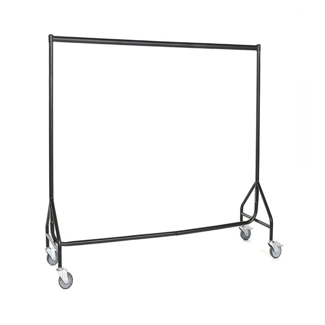 Reinforced Black Heavy-Duty Clothes Rail With 2 Braked and 2 Unbraked Heavy Duty Wheels