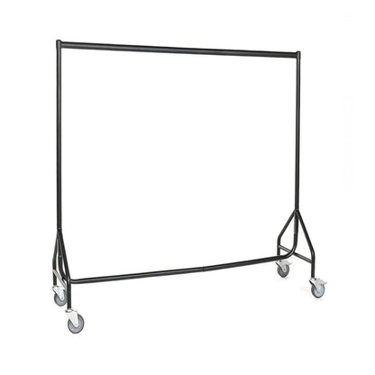 Reinforced Black Heavy-Duty Clothes Rail With 2 Braked and 2 Unbraked Heavy Duty Wheels