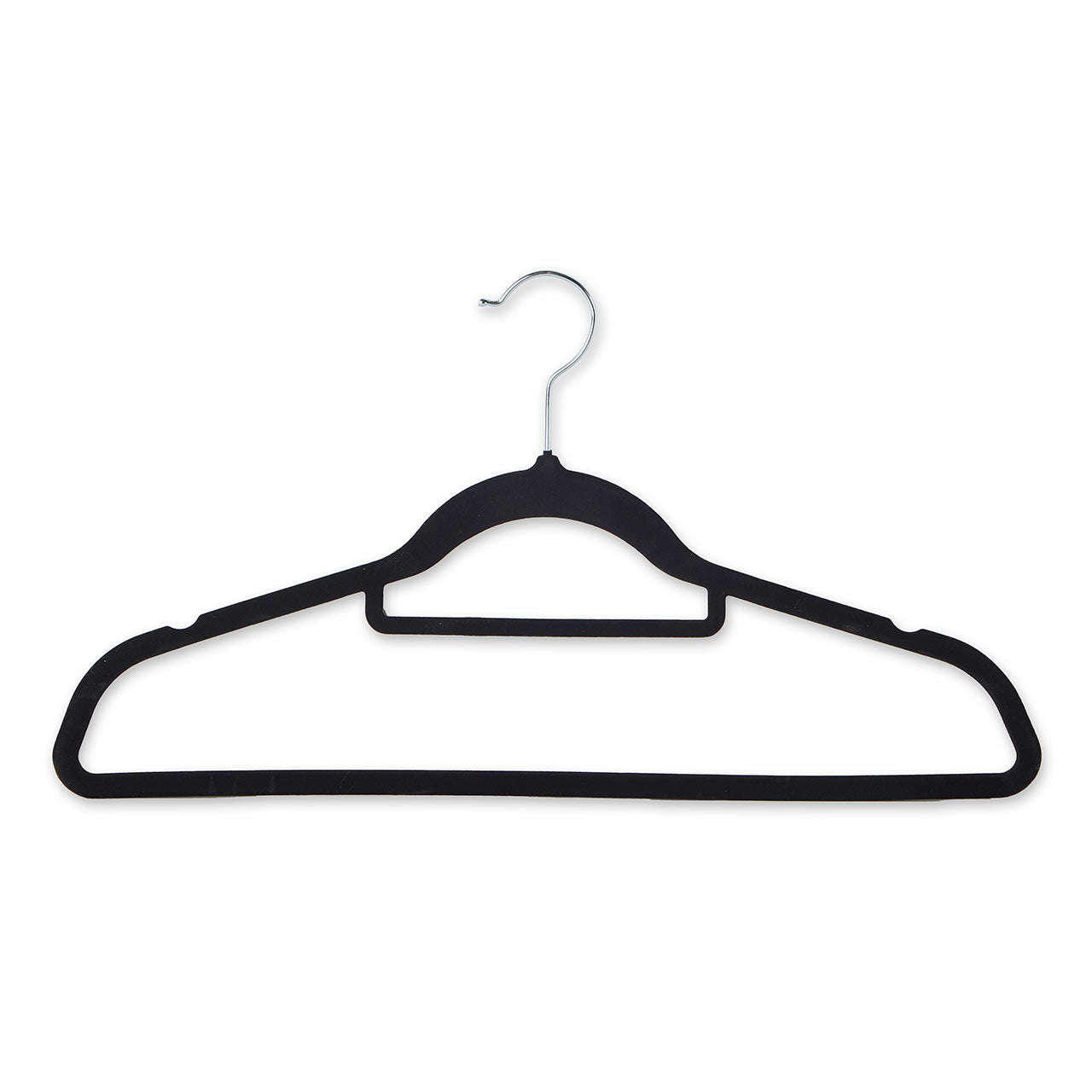 Black Velvet Ultra-Slim Hangers with Accessory Bar - Trouser Bar and Shoulder Notches