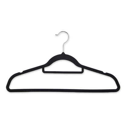 Black Velvet Ultra-Slim Hangers with Accessory Bar - Trouser Bar and Shoulder Notches