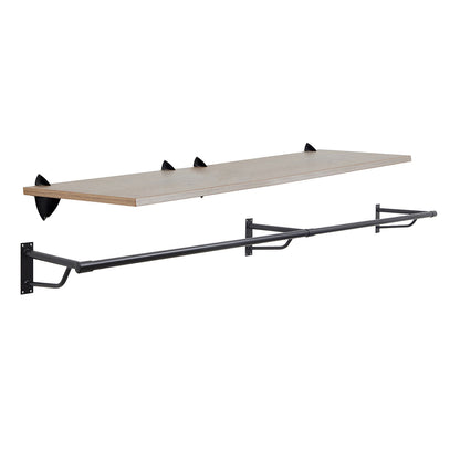 Eternity Oak Wooden Shelf and Clips with Black Hanging Rail