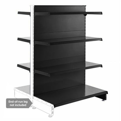 Black Retail Shelving Modular Gondola Unit - 6 x 370mm Shelves - H1400mm