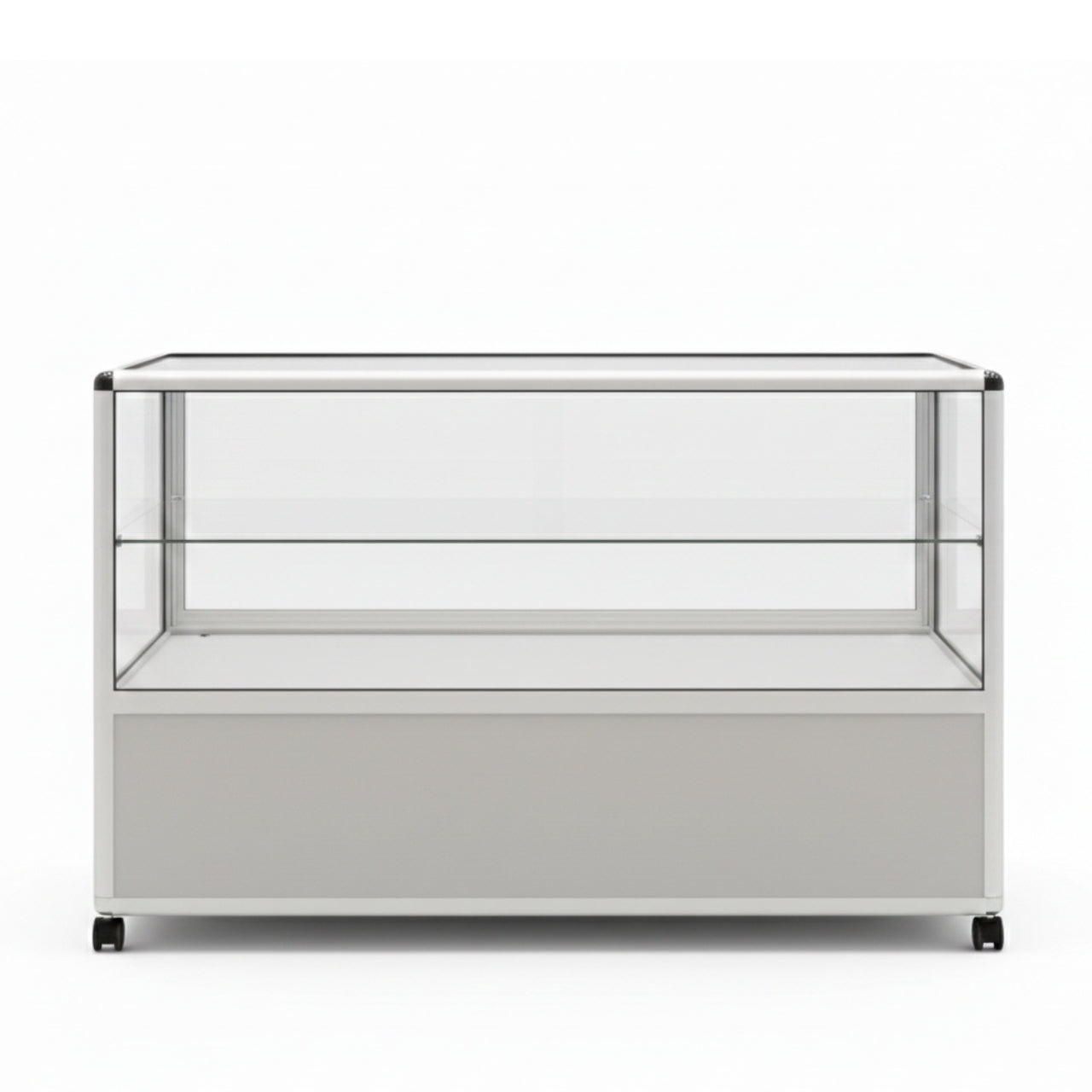 Glass Display Counter With or Without Mini Spotlights with 1 Glass Shelves - Contour Range