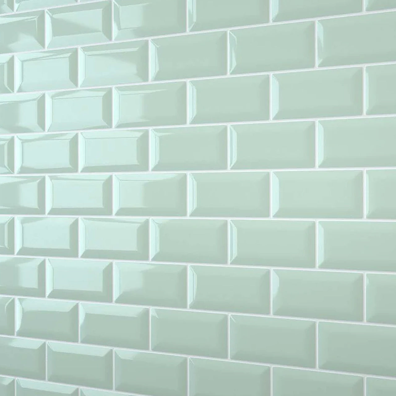 Glass Green Bevel Metro Wall Panel