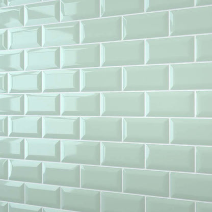 Glass Green Bevel Metro Wall Panel