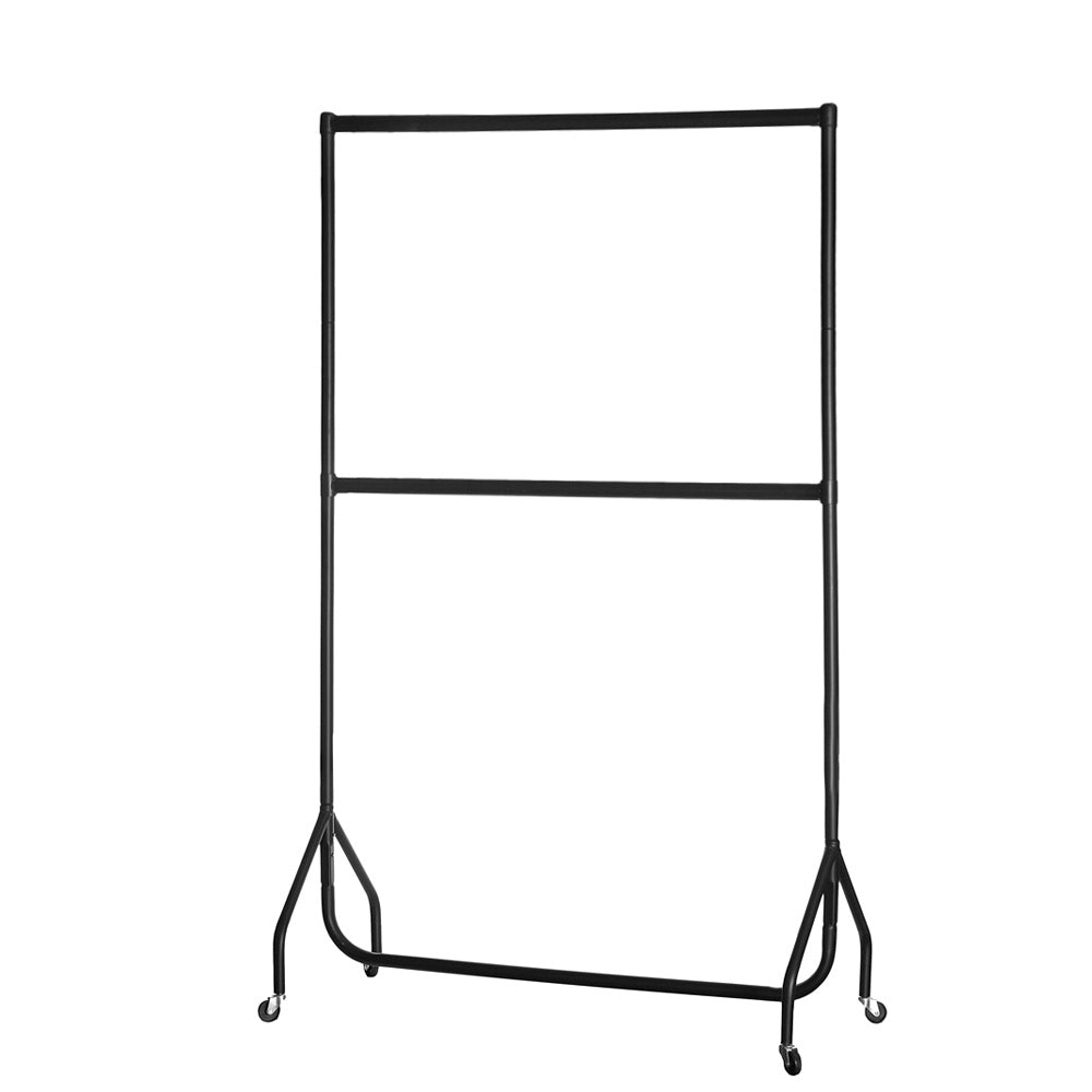2-Tier Black Heavy-Duty Clothes Rail