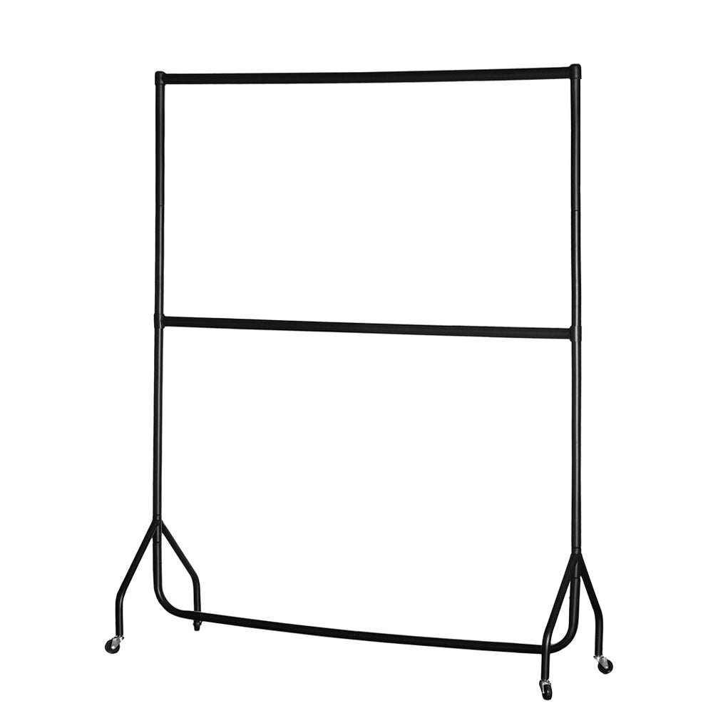 2-Tier Black Heavy-Duty Clothes Rail
