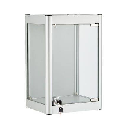 Halo Silver Mini Wall-Mounted Glass Showcase With or Without Remote Control Light