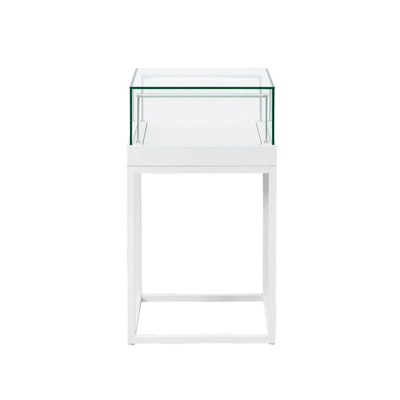 Halo White Square Display Case Counter with Metal Base