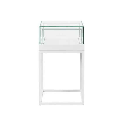 Halo White Square Display Case Counter with Metal Base