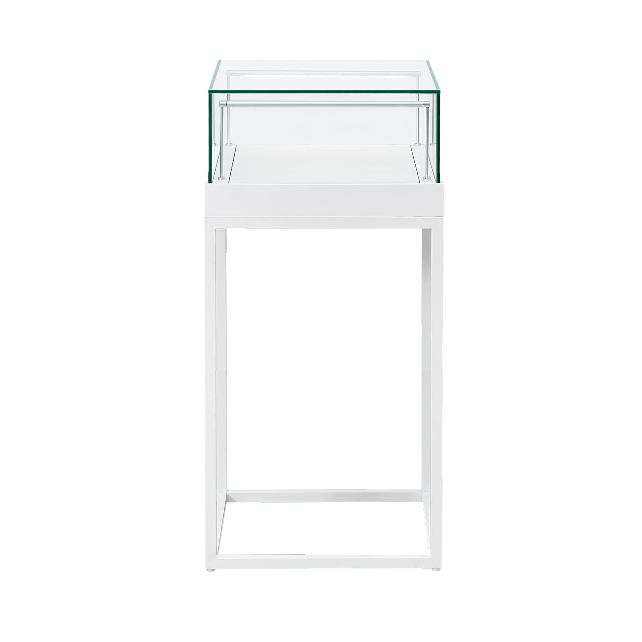 Halo White Display Case Counter with Metal Base