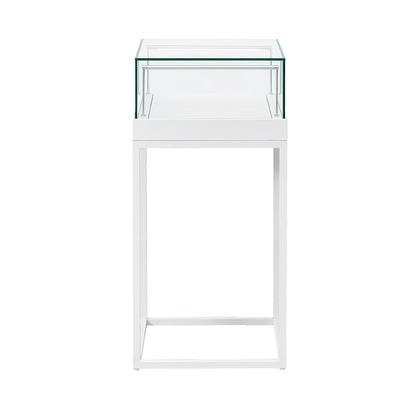 Halo White Display Case Counter with Metal Base