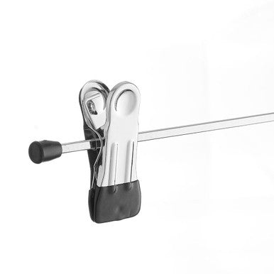 Chrome Metal Dual Adjustable Non-Slip Clip Straight Hangers - 30 cm