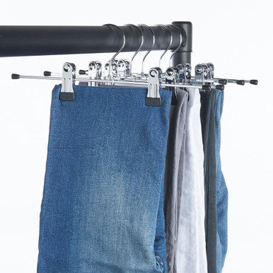 Chrome Metal Dual Adjustable Non-Slip Clip Straight Hangers - 30 cm