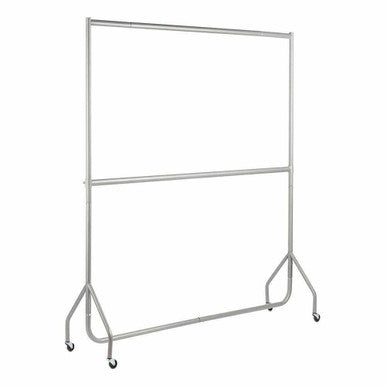 2-Tier Silver Heavy-Duty Clothes Rail
