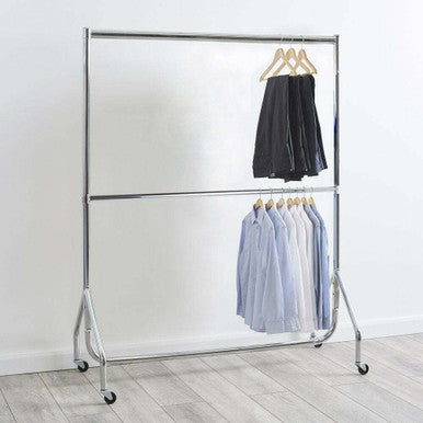 2-Tier Chrome Heavy-Duty Clothes Rail