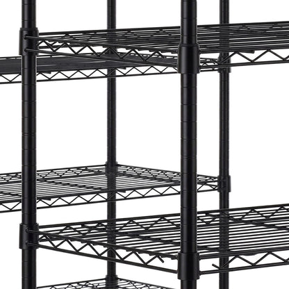 3 x 5 Tier Heavy Duty Black Wire Shelving Units - H1800 x D450mm
