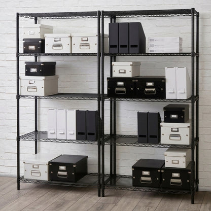 2 x 4 Tier Black Wire Shelving Units - H1800 x D450mm