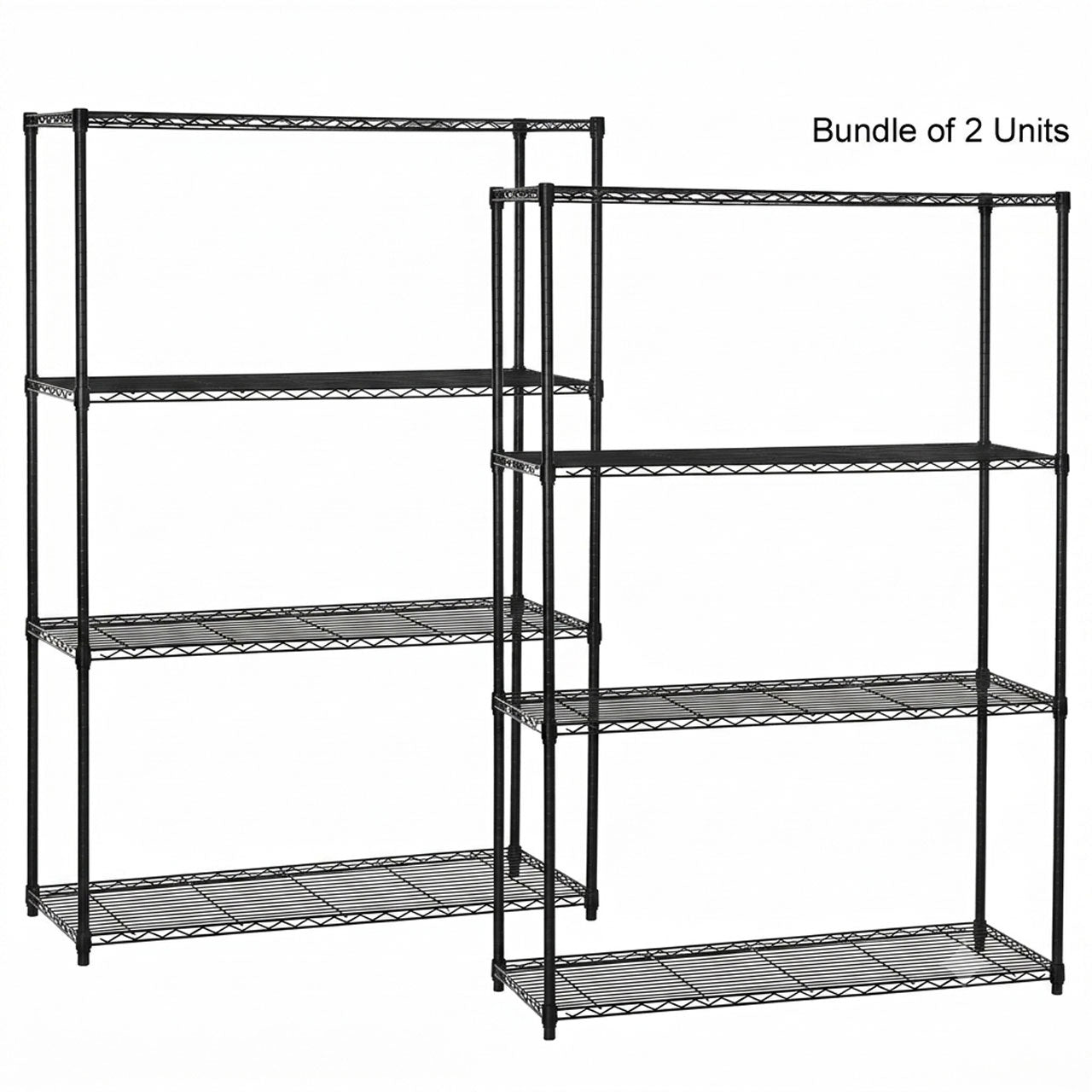 2 x 4 Tier Black Wire Shelving Units - H1800 x D450mm