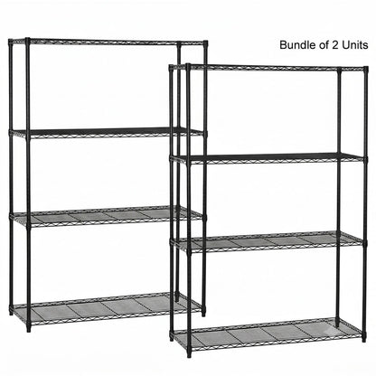2 x 4 Tier Black Wire Shelving Units - H1800 x D450mm