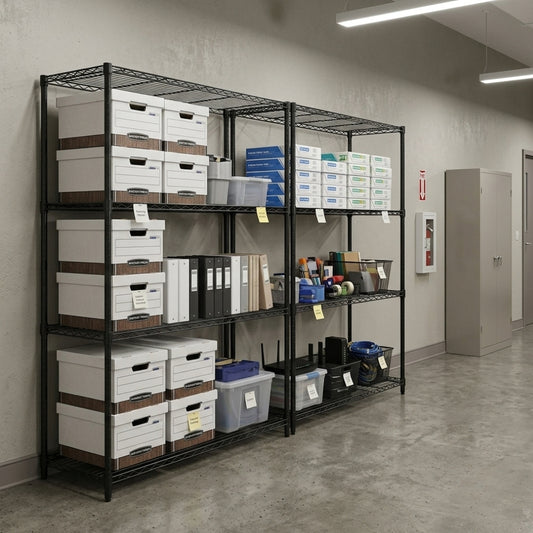 2 x 4 Tier Black Wire Shelving Units - H1800 x D450mm