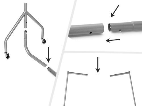 Attach legs to Base Rail and fit the Top Rail