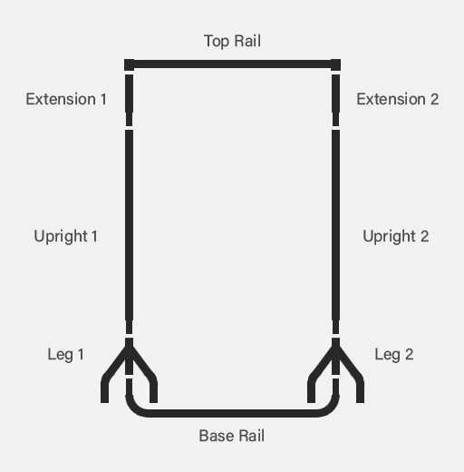 3ft/4ft - Extra Tall - Black/White/Silver