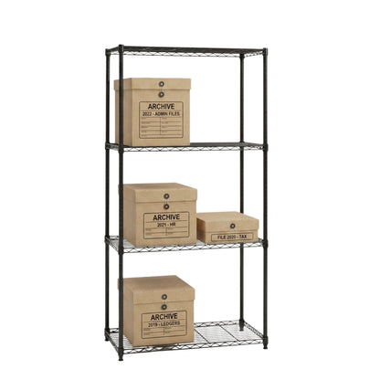 4 Tier Black Wire Shelving Unit - H1800 x D450mm
