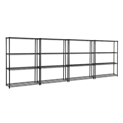 4 x 4 Tier Black Wire Shelving Units - H1800 x D450mm